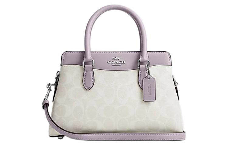 COACH Darcie Artificial Leather With Cow Leather Tote Shoulder Bag, Crossbody Bag, Handbag Mini Women's Purple & White