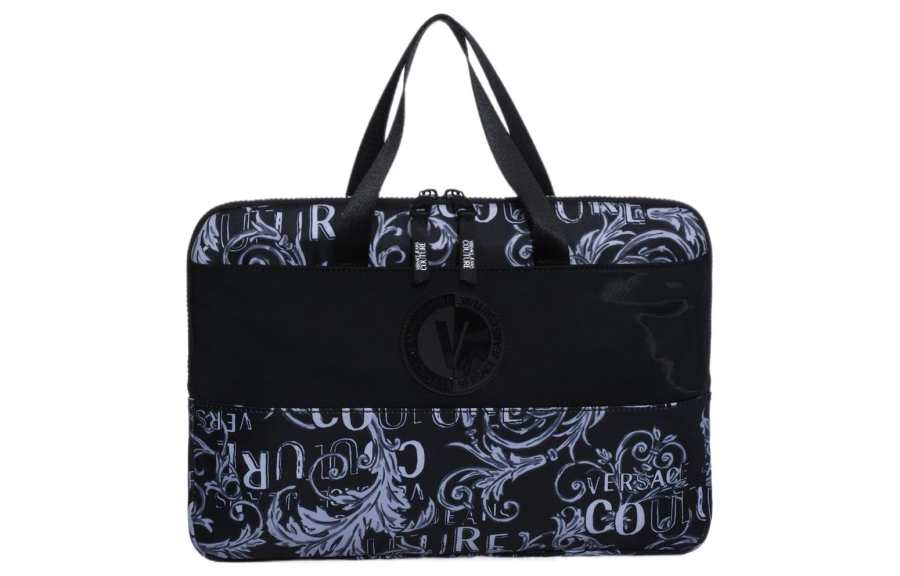 VERSACE JEANS COUTURE Canvas Laptop Bag, Shoulder Bag, Crossbody Bag, Handbag Unisex Black
