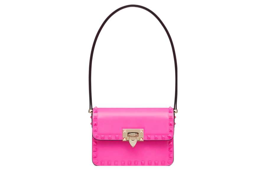 Valentino Rockstud Calfskin Handbag, Shoulder Bag Small Women's Pink