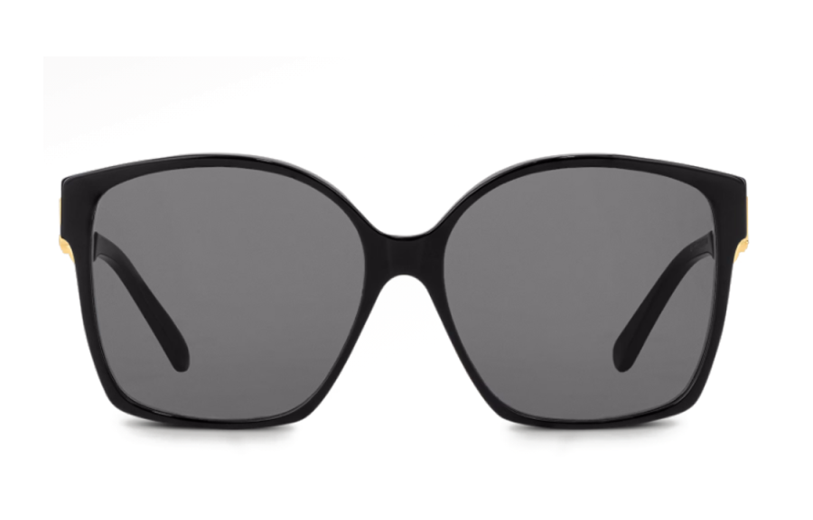 LOUIS VUITTON LOUIS VUITTON Square Plate Frame Irregular Shape Sunglasses Unisex Black/Gold