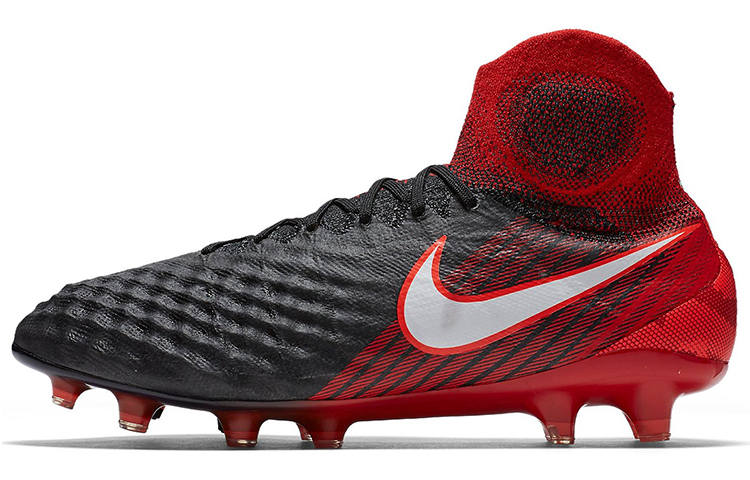 Nike Nike Magista Obra 2 FG Firm Ground Fabric Cushioning Slip Resistant Abrasion Resistant Soccer Shoes Black Red