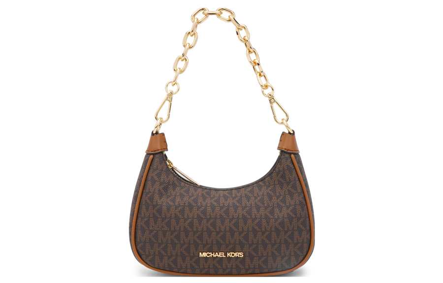 MICHAEL KORS Coated Canvas With Leather Clutch Handbag, Shoulder Bag Regular Women's Brown