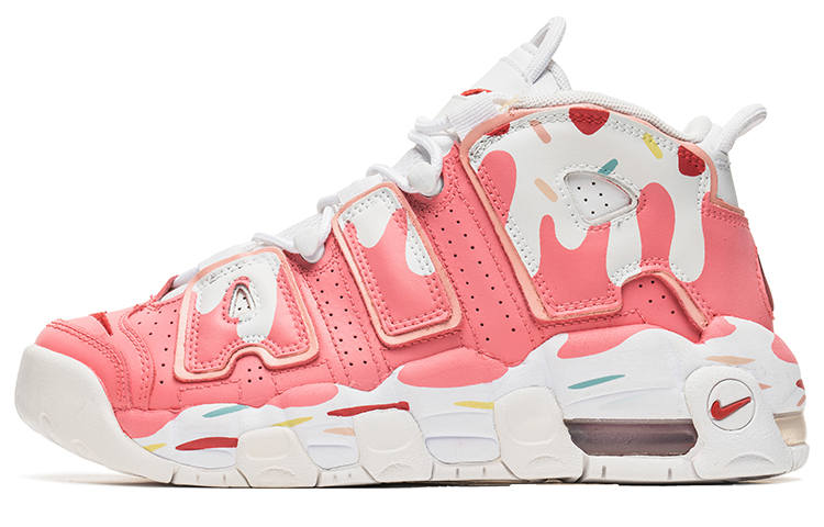 Nike Nike Air More Uptempo Mid top Vintage Basketball Shoes GS White Pink