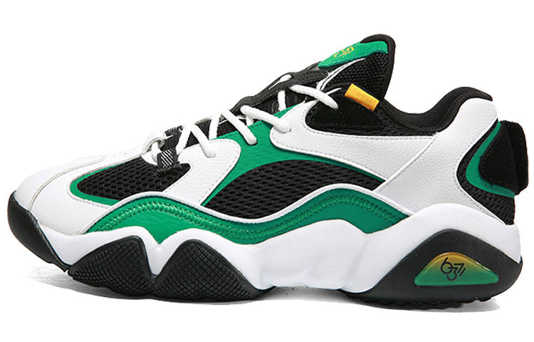 PEAK Taichi 6371 Vintage Basketball Shoes, Men's Large White Brazil Green