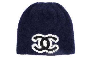 CHANEL Wool Beanies Women's Navy Blue