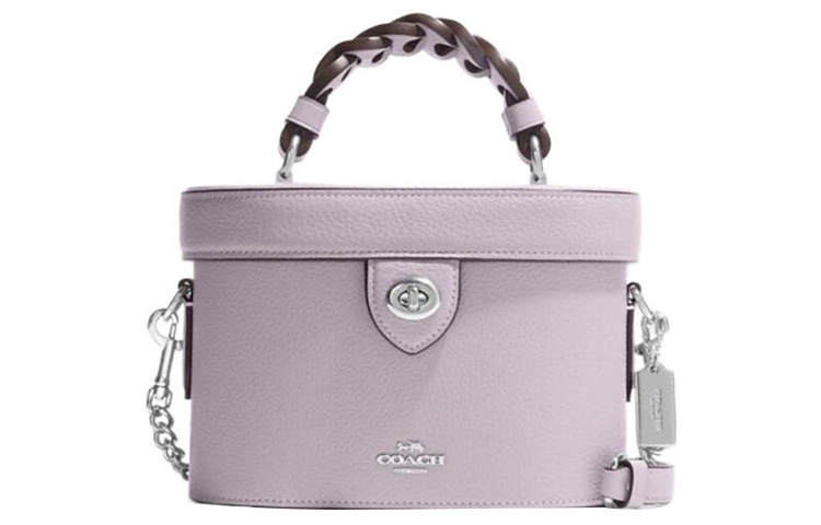 COACH Kay Leather Box Bag, Shoulder Bag, Crossbody Bag, Handbag Small Women's Light Purple