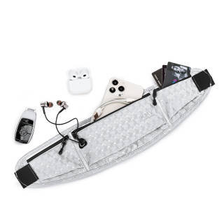 KMV Polyester Running Bag With Cell Phone Pouch Fanny Pack Unisex Waterdrop Silver/Black