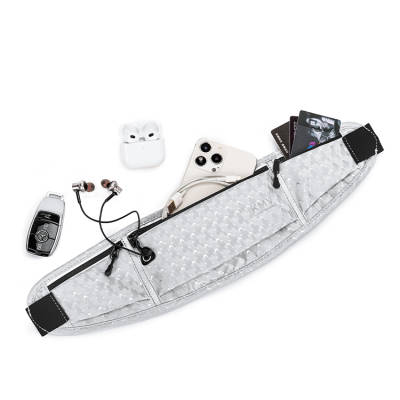 KMV Polyester Running Bag With Cell Phone Pouch Fanny Pack Unisex Waterdrop Silver/Black