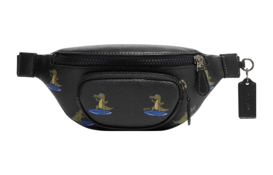 COACH Sprint Coated Canvas With Leather Fanny Pack, Sling Bag, Shoulder Bag, Crossbody Bag Medium Men's Black