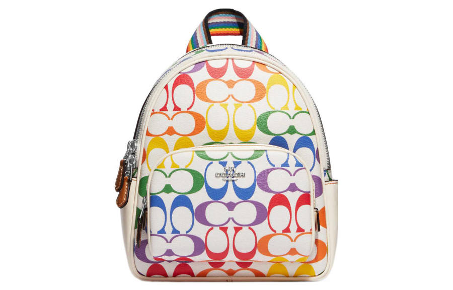 COACH COACH Court Canvas With Leather Backpack Mini Women's Rainbow & White