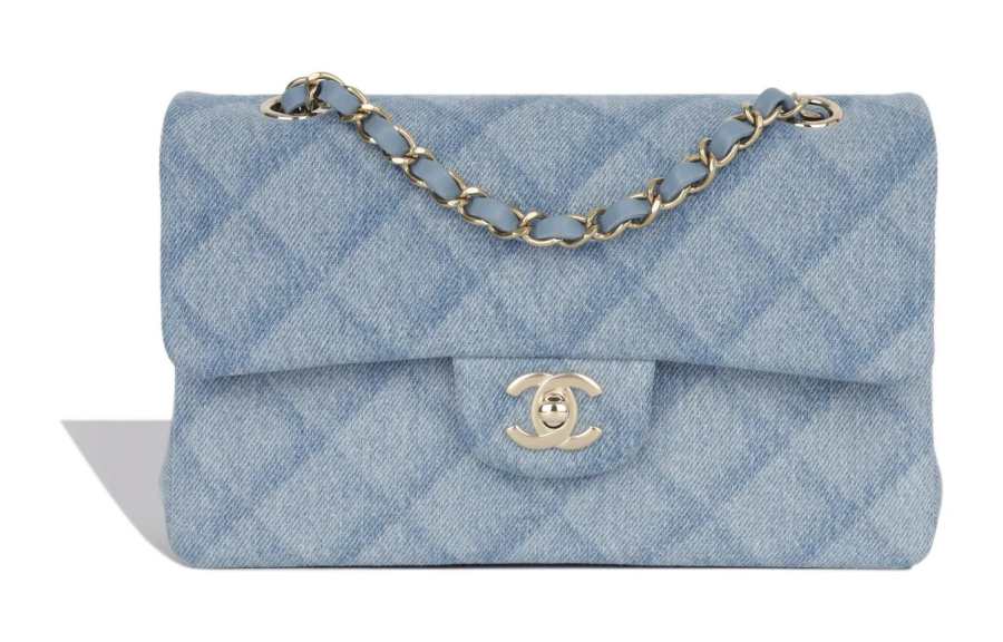 CHANEL Classic Flap CF Denim Crossbody Bag, Shoulder Bag Small Women's Light Blue