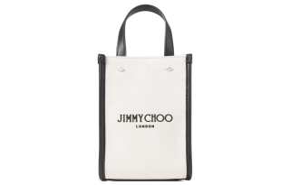 Jimmy Choo Canvas Bag, Tote Bag, Shopping Bag, Shoulder Bag, Crossbody Bag, Handbag Mini Women's Black/Beige