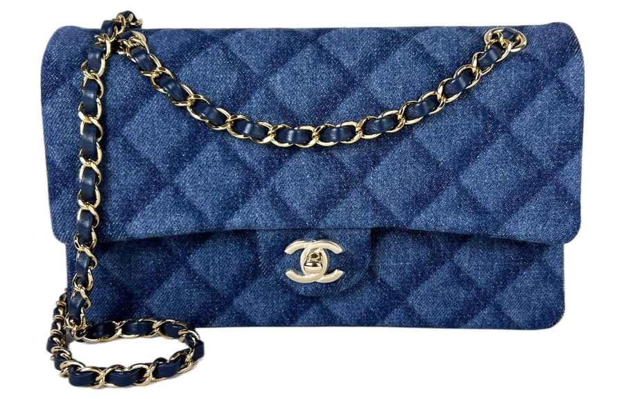 CHANEL Classic Flap CF Denim Flap Bag, Crossbody Bag, Shoulder Bag Small Women's Dark Blue
