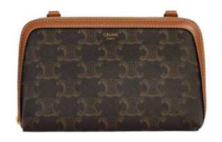 CELINE Cuir Triomphe Sheepskin Detail Chain Bag, Shoulder Bag, Crossbody Bag Regular Women's Tawny
