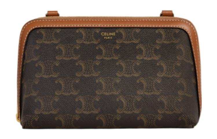 CELINE CELINE Cuir Triomphe Sheepskin Detail Chain Bag, Shoulder Bag, Crossbody Bag Regular Women's Tawny
