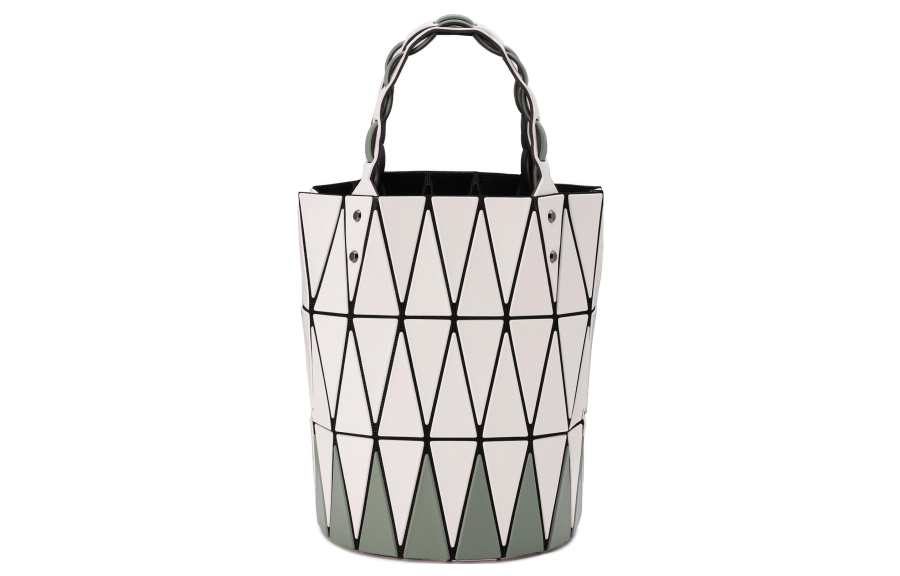 ISSEY MIYAKE Basket Vinyl Chloride Resin Basket Bag, Cylinder Bag, Handbag Regular Women's White & Green