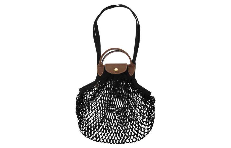 LONGCHAMP Fabric Tote Bag, Shopping Bag, Handbag Large Women's Black