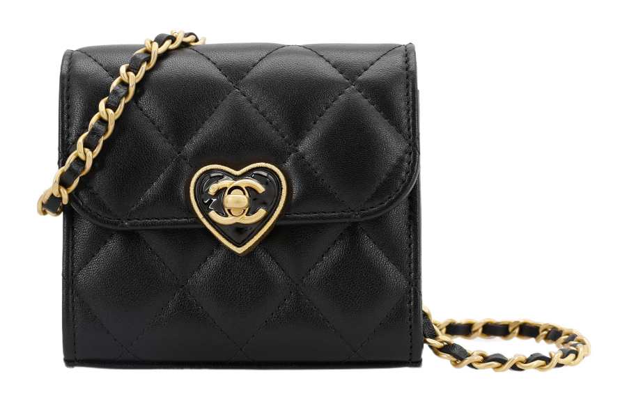 CHANEL Lambskin One Shoulder Handheld Crossbody Bag Women's Black
