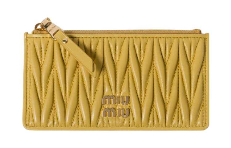 MIU MIU Matelassé Nappa Leather Wallet Regular Women's Yellow
