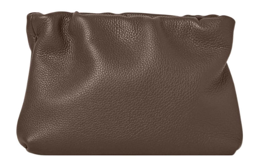 THE ROW Grain Calfskin One Shoulder Crossbody Clutch Women's Dark Umber