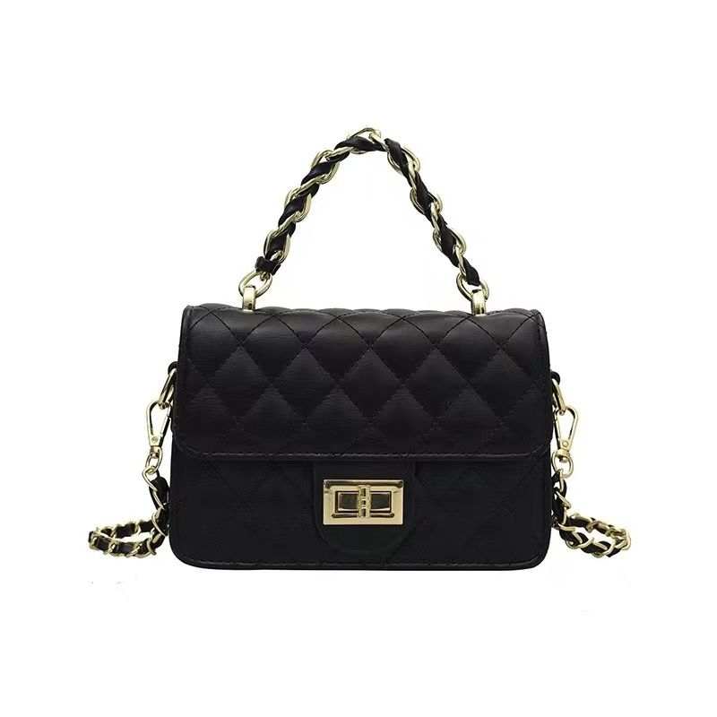 SURELAPTOP Pu Small Square Bag, Shoulder Bag, Crossbody Bag, Handbag Small Women's Black/Ecru