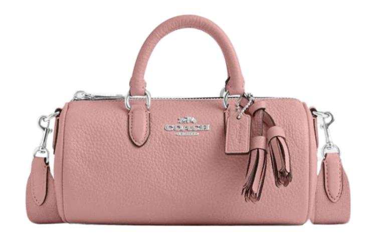 COACH Lacey Pebbled Leather Boston Crossbody Bag, Handbag Small Women's Light Pink
