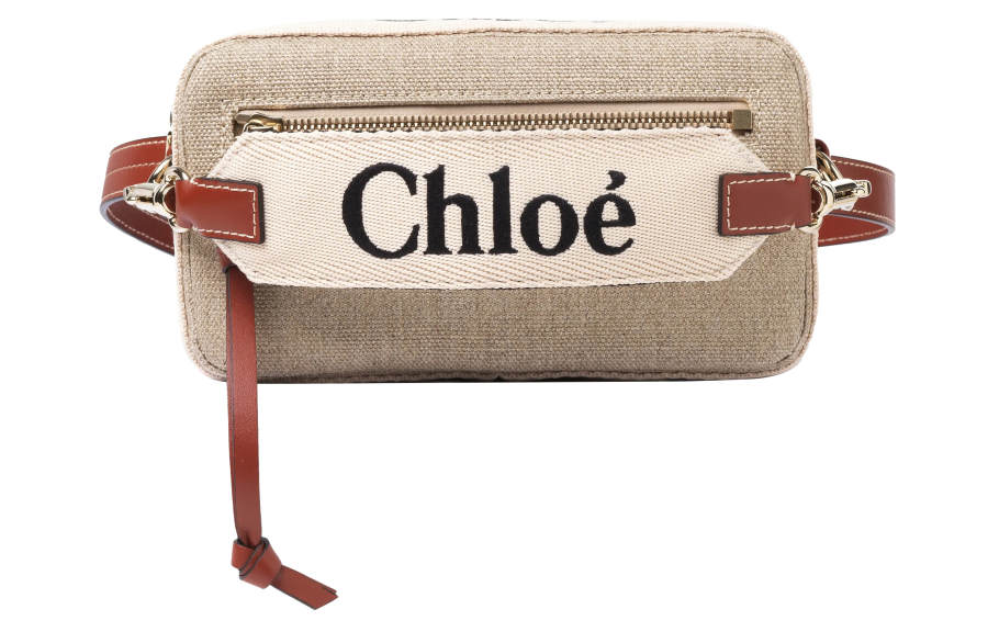 Chloé Chloe Woody Linen Canvas Bag Fanny Pack Women's Tan