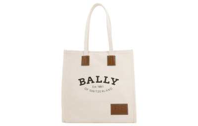 BALLY Crystalia Fabric Tote Bag, Shopping Bag, Handbag, Shoulder Bag Unisex Natural/Brown