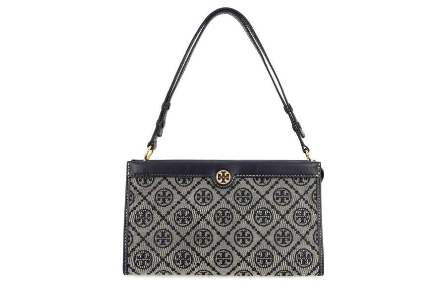 TORY BURCH T Monogram Jacquard Leather Storage Bag Handbag Mini Women's Blue