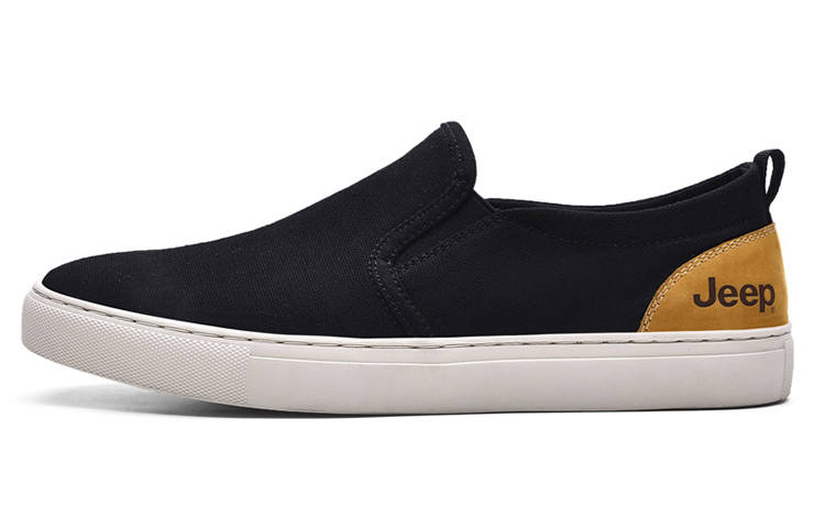 Jeep Textile, Top Grain Cow Leather Low top Casual Shoes Men's Black