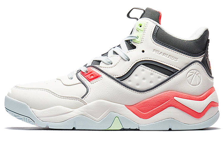 XTEP Synthetic Leather Slip Resistant Abrasion Resistant High top Sports Casual Shoes Men's White Gray