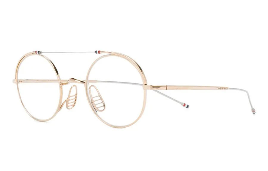 THOM BROWNE THOM BROWNE· Alloy Oval Eyeglass Frames Unisex Gold