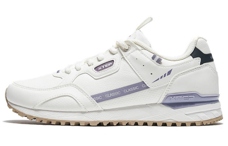 XTEP Sports Slip Resistant, Abrasion Resistant, Lightweight Low top Casual Shoes Women's White Purple
