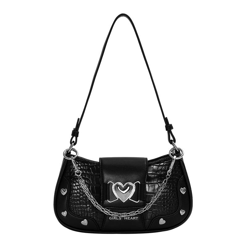 Girls Heart Artificial Leather Silver River Collection Shoulder Bag, Crossbody Bag Women's Black/Pink/Light Gray