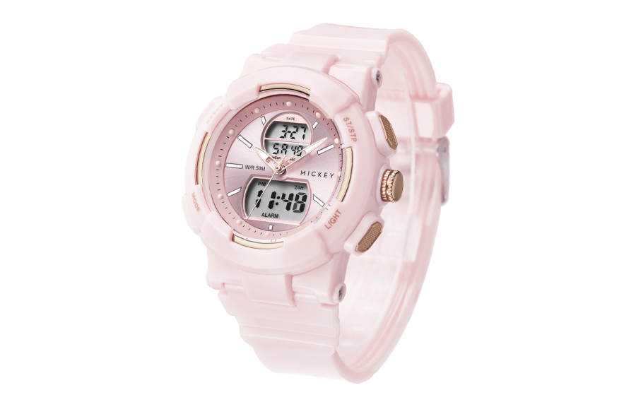 Disney Mickey Series Electronic Movement TPU Strap Watch Unisex Pink Watch Dial