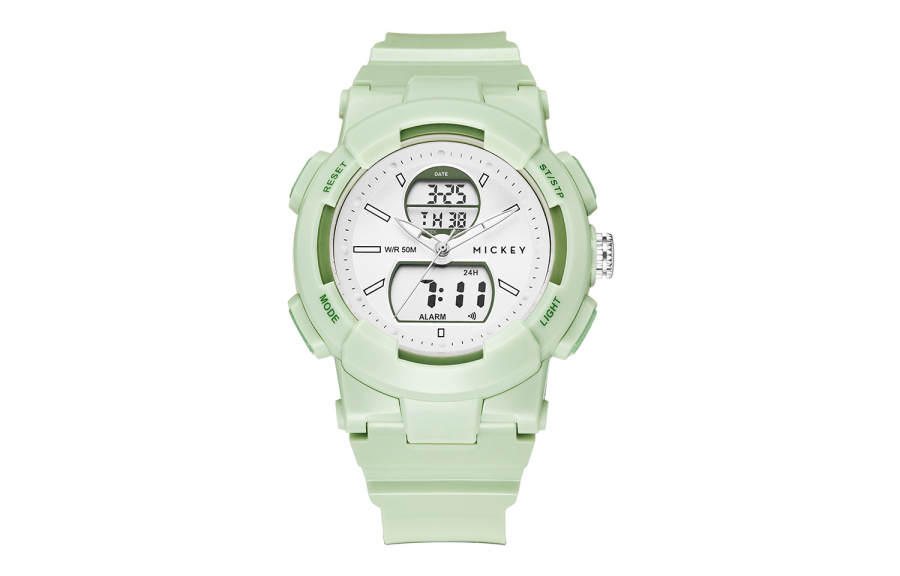 Disney Mickey Series Electronic Movement TPU Strap Watch Unisex Silver Dial