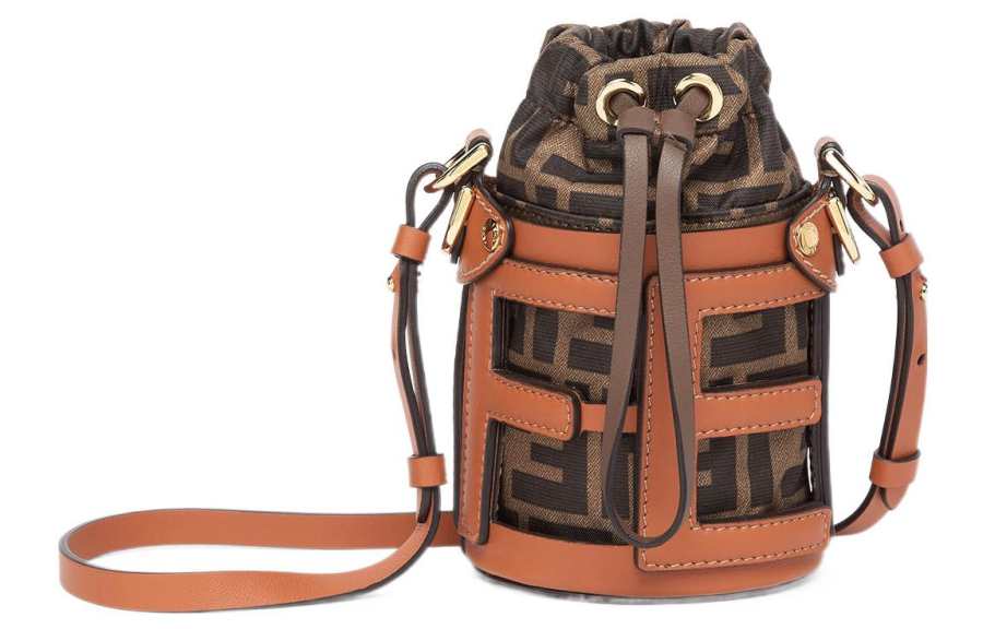 FENDI Calfskin Crossbody One Shoulder Handbag Women's Brown