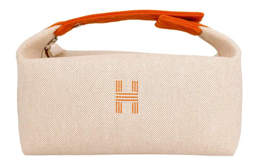 HERMES Bride a Brac Travel Canvas Storage Bag Handbag Small Women's Beige