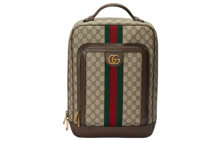 GUCCI GUCCI Ophidia Canvas With Leather Trim Backpack Medium Men's Brown