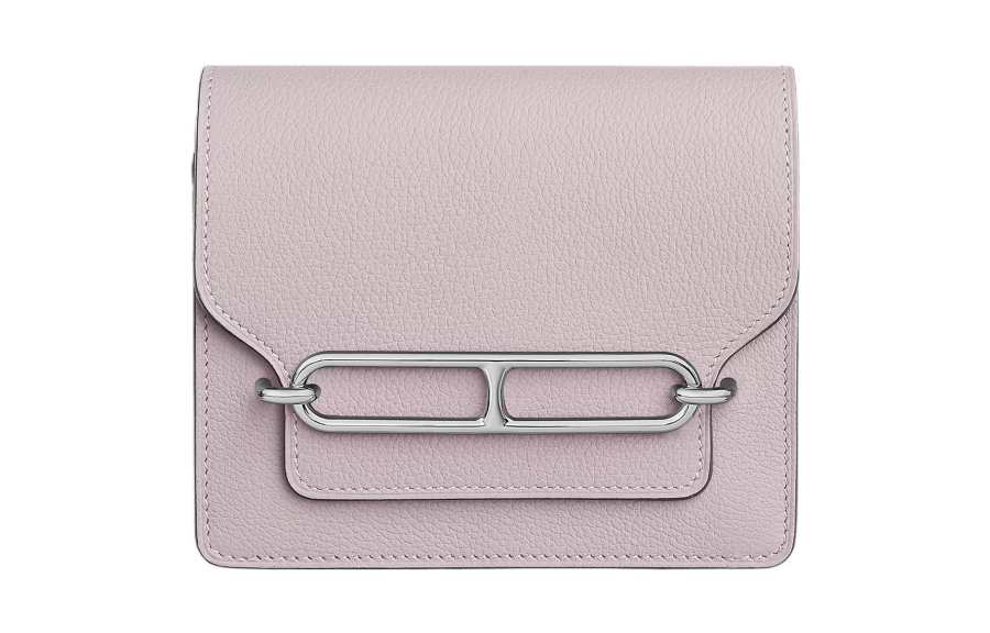 HERMES Roulis Evercolor Calfskin Pig Nose Wallet Bag Women's 09 Mauve Pale Dream Purple
