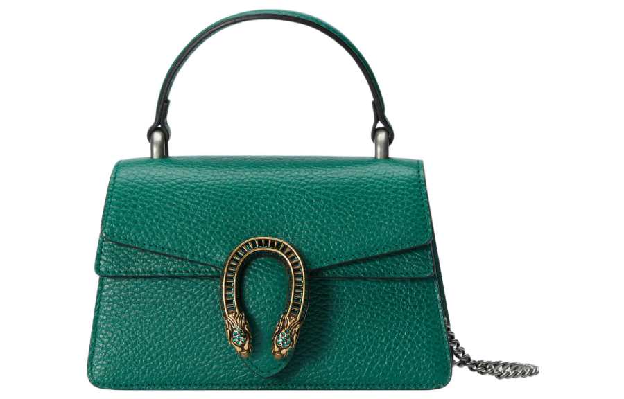 GUCCI Dionysus Leather Shoulder Bag, Crossbody Bag, Handbag Mini Women's Dark Green