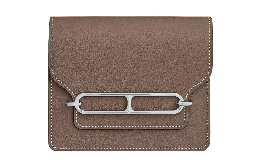 HERMES Roulis Evercolor Calfskin Pig Nose Wallet Bag Women's 18Etoupe Elephant Gray