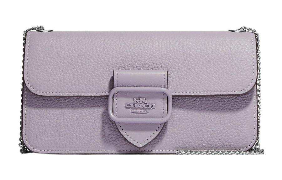 COACH Morgan Leather Baguette Bag, Shoulder Bag, Crossbody Bag Women's Taro Purple