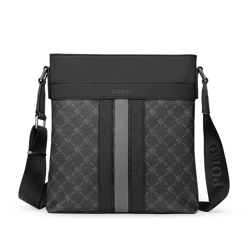 POLO PVC Synthetic Leather Shoulder Bag Medium Men's Black
