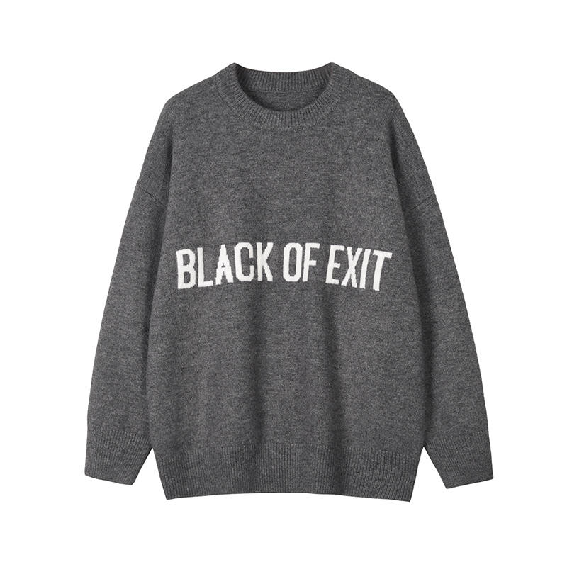 BLACK OF EXIT Sweaters Unisex Crew Neck Thickened Other