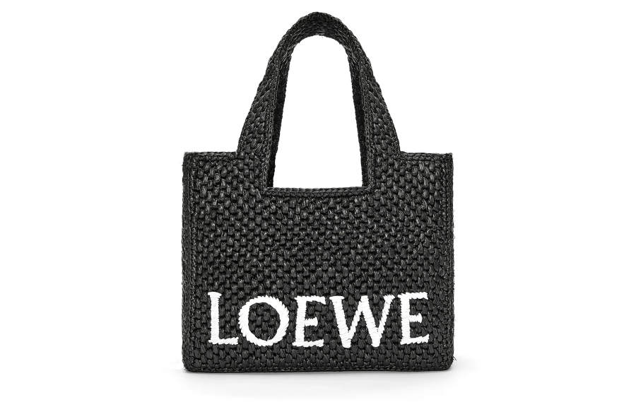LOEWE Raffia Fiber Tote Bag, Shopping Bag, Handbag Small Women's Black