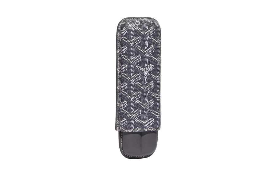 GOYARD Churchill Canvas With Heifer Skin Dog's Teeth Cigar Box Bag Merch Unisex Gray