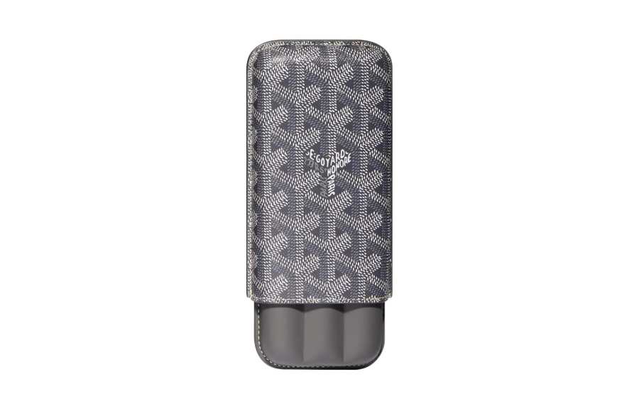 GOYARD Churchill Canvas With Heifer Skin Dog's Teeth Cigar Box Bag Merch Unisex Gray