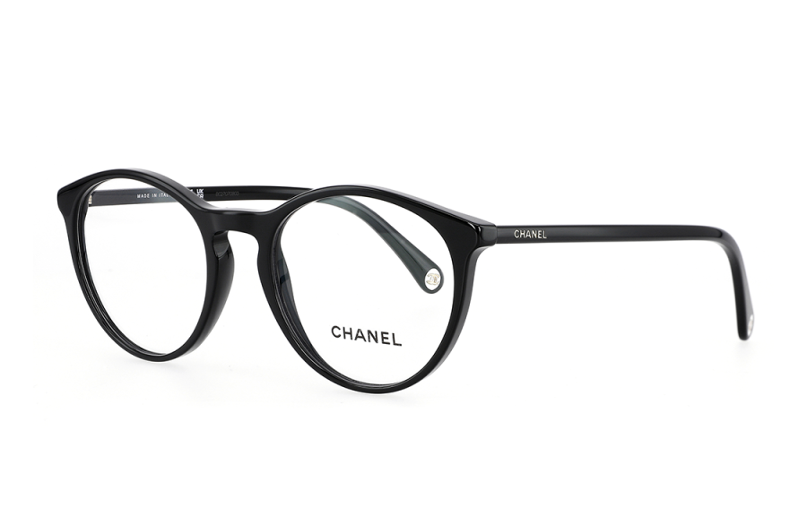 CHANEL CHANEL Plate Frame Oval Eyeglass Frames Unisex Black