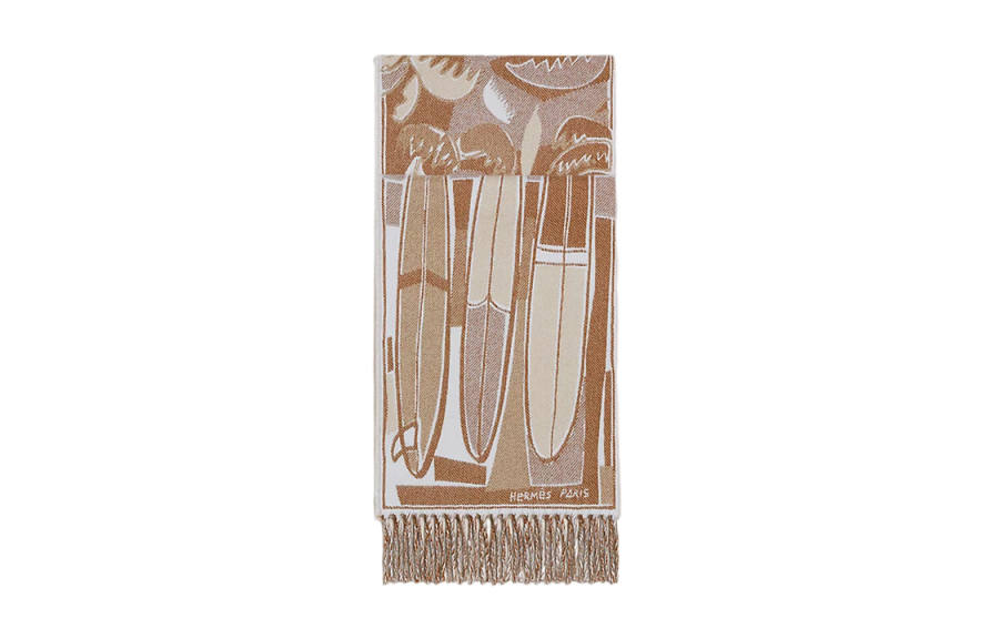 HERMES Riding The Wind Knit Scarves Unisex Brown